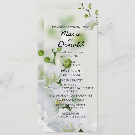 Soft Elegant Orchid Programmakaart (Voorkant / Achterkant)