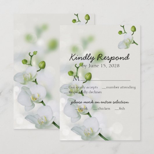 Soft Elegant Orchid RSVP Kaartje (Voorkant / Achterkant)