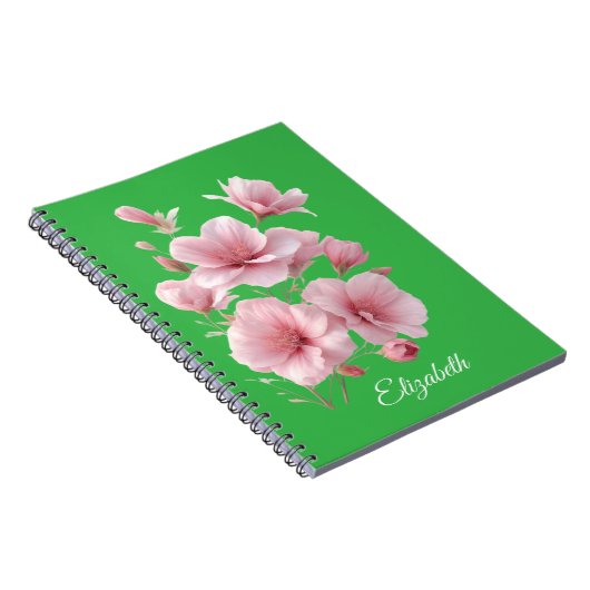 Soft Elegant Pink Floral Personalized Notitieboek (Rechterzijde)