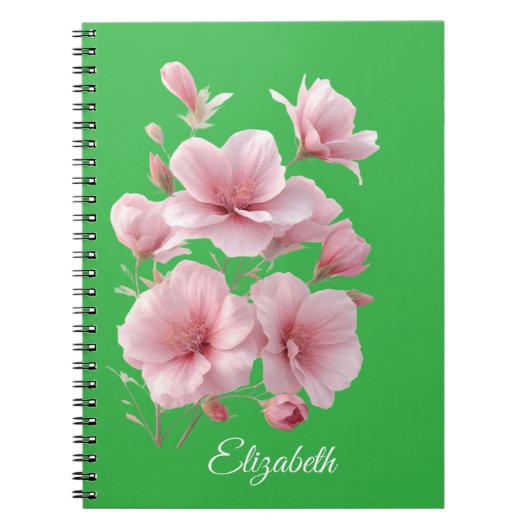 Soft Elegant Pink Floral Personalized Notitieboek (Voorkant)