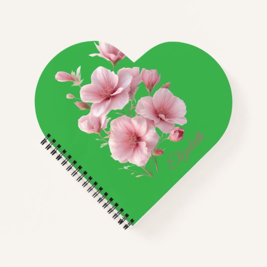 Soft Elegant Pink Floral Personalized Notitieboek (Voorkant)