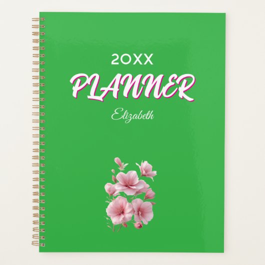 Soft Elegant Pink Floral Personalized Planner (Voorkant)