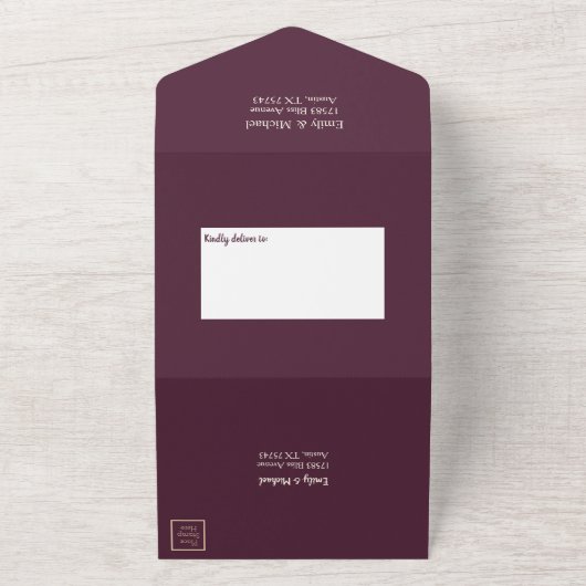 Soft Elegant Rozen Burgundy Cream Lijst All In One Uitnodiging (Buitenkant)