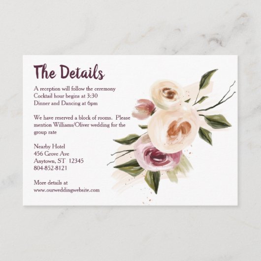 Soft Elegant Rozen Burgundy Cream Lijst Informatiekaartje (Voorkant)