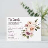 Soft Elegant Rozen Burgundy Cream Lijst Informatiekaartje (Staand voorkant)