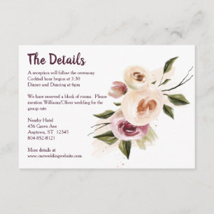 Soft Elegant Rozen Burgundy Cream Lijst Informatiekaartje