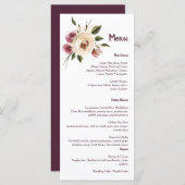 Soft Elegant Rozen Burgundy Cream Lijst Menu (Voorkant / Achterkant)