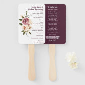 Soft Elegant Rozen Burgundy Cream Lijst Program Handwaaier (Voorkant en achterkant)