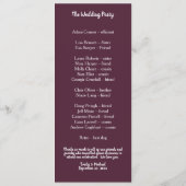 Soft Elegant Rozen Burgundy Cream Lijst Programmakaart (Achterkant)