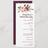 Soft Elegant Rozen Burgundy Cream Lijst Programmakaart (Voorkant / Achterkant)