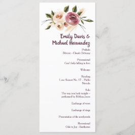 Soft Elegant Rozen Burgundy Cream Lijst Programmakaart