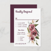 Soft Elegant Rozen Burgundy Cream Lijst RSVP Kaartje (Voorkant / Achterkant)