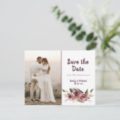 Soft Elegant Rozen Burgundy Cream Lijst Save The Date (Staand voorkant)