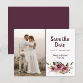Soft Elegant Rozen Burgundy Cream Lijst Save The Date (Voorkant / Achterkant)