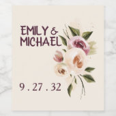 Soft Elegant Rozen Burgundy Cream Lijst Wijn Etiket (Enkel label)