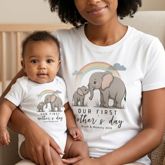 Soft Elephant Baby Mom Love First Mothers Day Art Romper