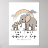 Soft Elephant Mom Baby First Mothers Day Calm Art Poster (Voorkant)