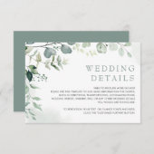 Soft Eucalyptus Greenery Garden Wedding Details Informatiekaartje (Voorkant / Achterkant)