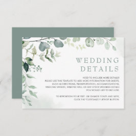 Soft Eucalyptus Greenery Garden Wedding Details Informatiekaartje