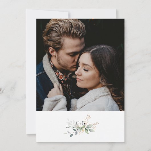 Soft Eucalyptus w/Gold Photo Save The Date (Achterkant)