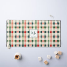 Soft evergreen gingham monogram