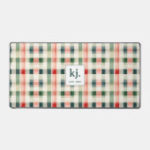 Soft evergreen gingham monogram bureaumat (Voorkant)