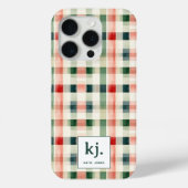 Soft evergreen gingham monogram Case-Mate iPhone case (Achterkant)