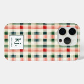 Soft evergreen gingham monogram Case-Mate iPhone case (Achterkant (horizontaal))