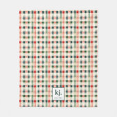 Soft evergreen gingham monogram fleece deken (Voorkant)
