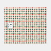 Soft evergreen gingham monogram fleece deken (Voorkant (Horizontaal))