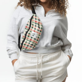 Soft evergreen gingham monogram heuptasje