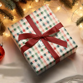 Soft evergreen gingham monogram inpakpapier vel