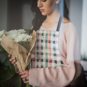 Soft evergreen gingham monogram schort