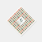 Soft evergreen gingham monogram servet (Hoek)