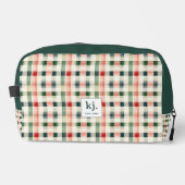 Soft evergreen gingham monogram toilettasje (Voorkant)