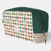 Soft evergreen gingham monogram toilettasje (Rechterhoek)