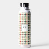 Soft evergreen gingham monogram waterfles (Links)