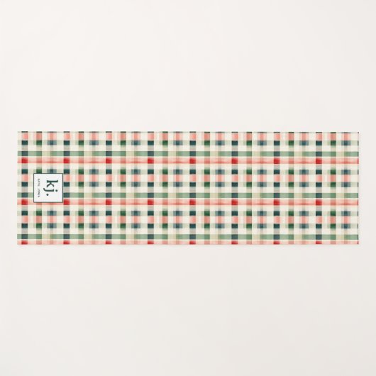 Soft evergreen gingham monogram yogamat (Voorkant (horizontaal))