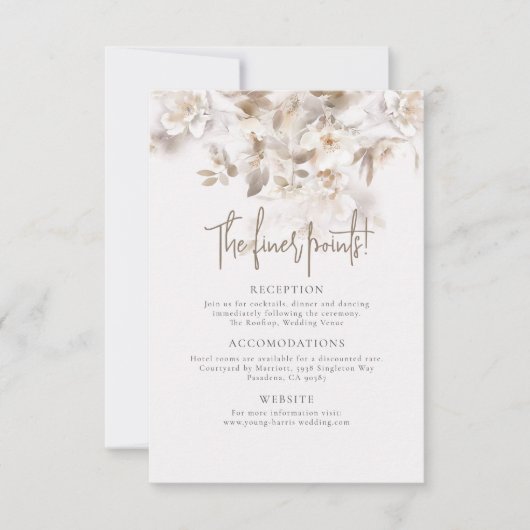 Soft Fall Leaves Bruiloft Details Kaart (Voorkant)