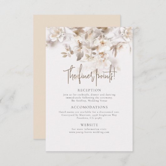 Soft Fall Leaves Bruiloft Details Kaart (Voorkant / Achterkant)