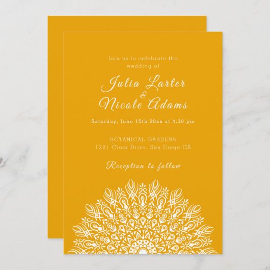 Soft Feather Dry Pampas Grass Mandala Wedding Kaart (Voorkant / Achterkant)