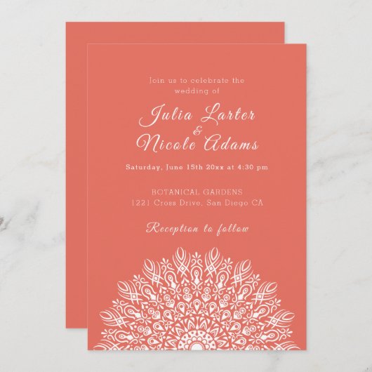 Soft Feather Dry Pampas Grass Mandala Wedding Kaart (Voorkant / Achterkant)