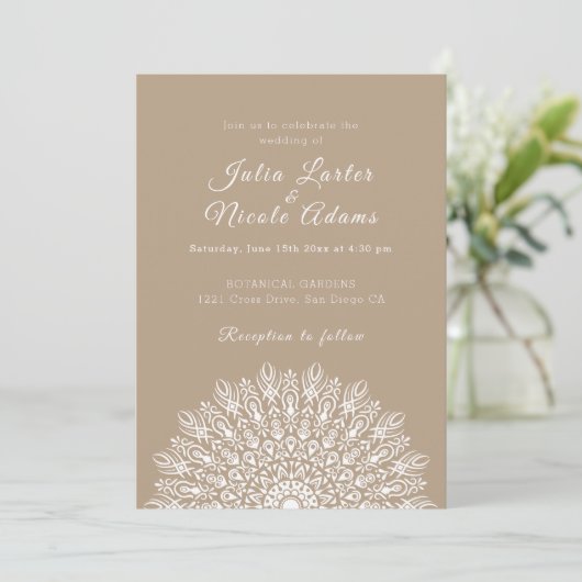 Soft Feather Dry Pampas Grass Mandala Wedding Kaart (Staand voorkant)