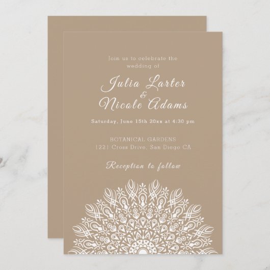 Soft Feather Dry Pampas Grass Mandala Wedding Kaart (Voorkant / Achterkant)