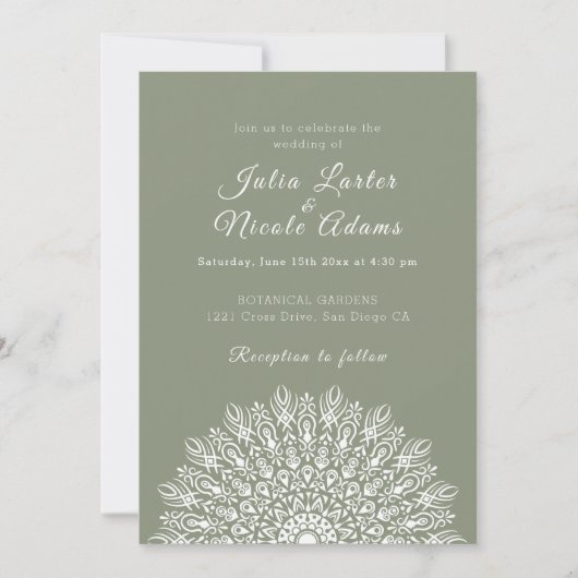 Soft Feather Dry Pampas Grass Mandala Wedding Kaart (Voorkant)