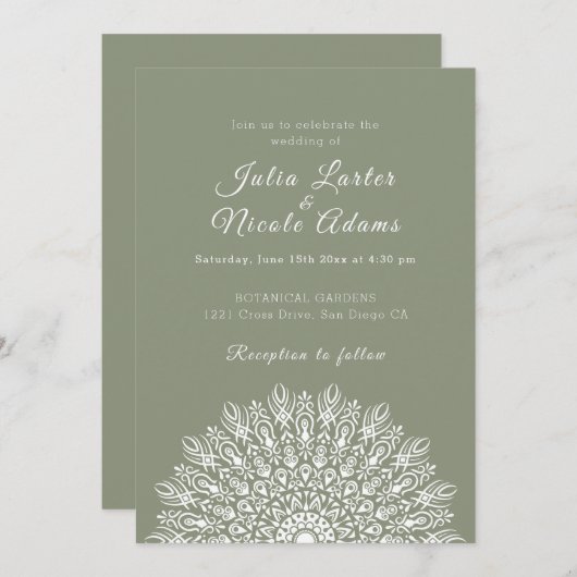 Soft Feather Dry Pampas Grass Mandala Wedding Kaart (Voorkant / Achterkant)