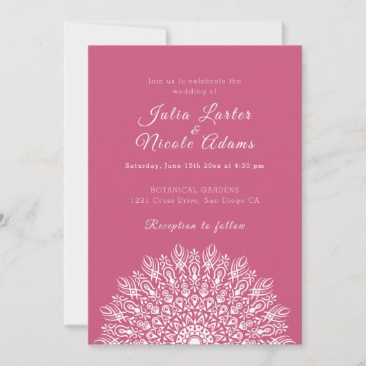 Soft Feather Dry Pampas Grass Mandala Wedding Kaart (Voorkant)
