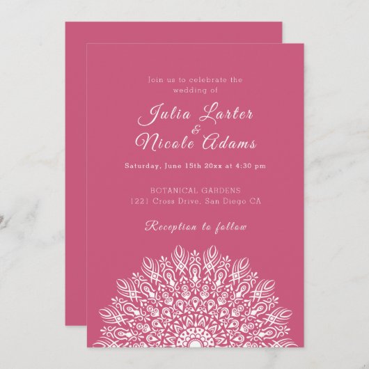 Soft Feather Dry Pampas Grass Mandala Wedding Kaart (Voorkant / Achterkant)