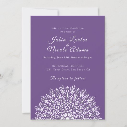 Soft Feather Dry Pampas Grass Mandala Wedding Kaart (Voorkant)