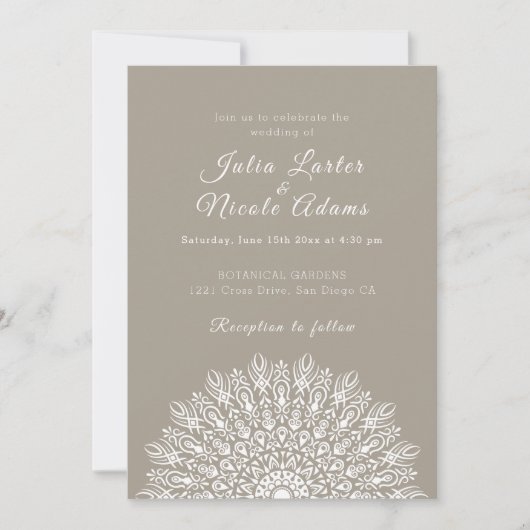 Soft Feather Dry Pampas Grass Mandala Wedding Kaart (Voorkant)